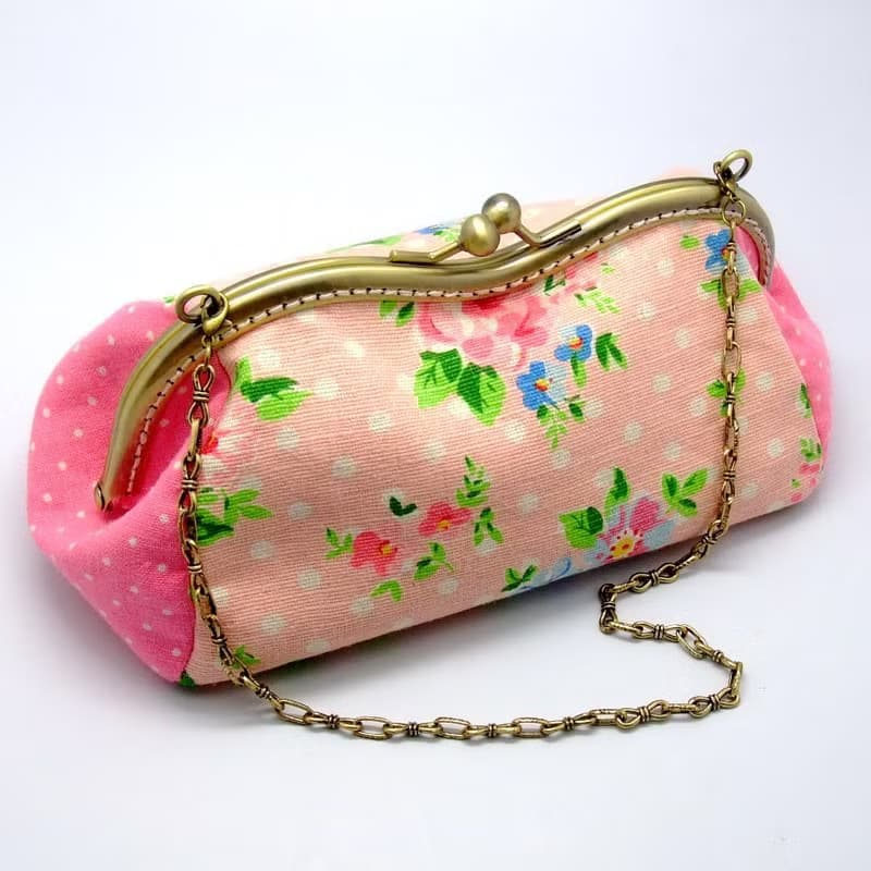 M形口金包 單肩包 口金手袋 - 粉紅玫瑰