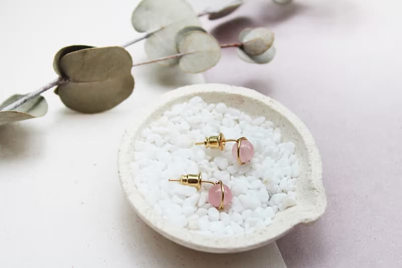 Rose Quartz耳夾/耳針 | 經典淡粉晶耳環