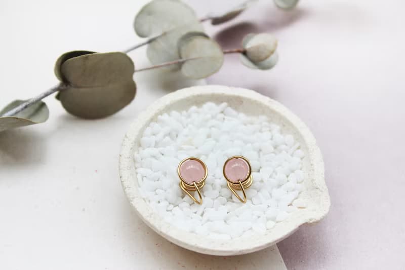 Rose Quartz耳夾/耳針 | 經典淡粉晶耳環