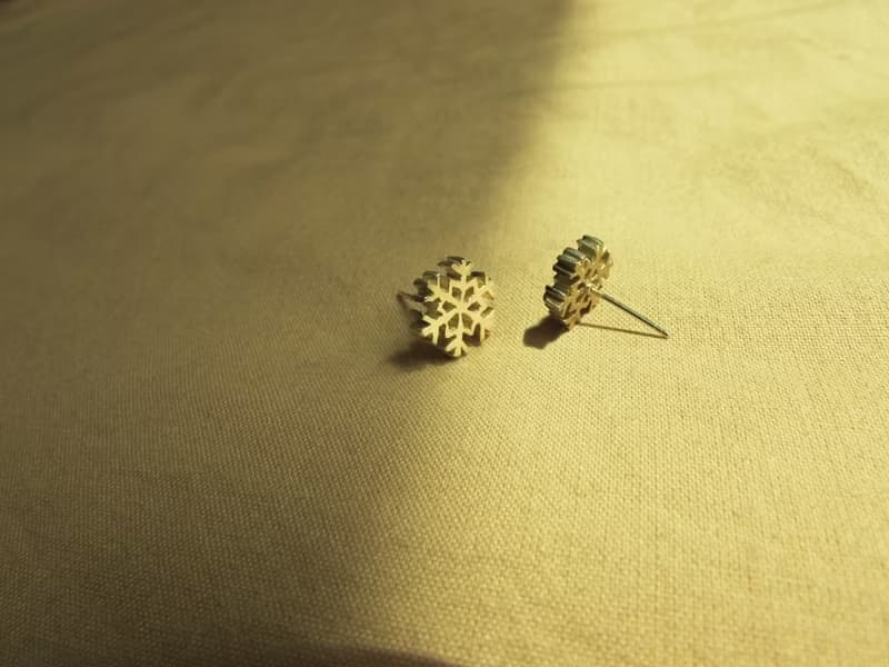 snowflake earrings_雪花耳環 |耳針 耳夾 設計師手工 聖誕節禮物