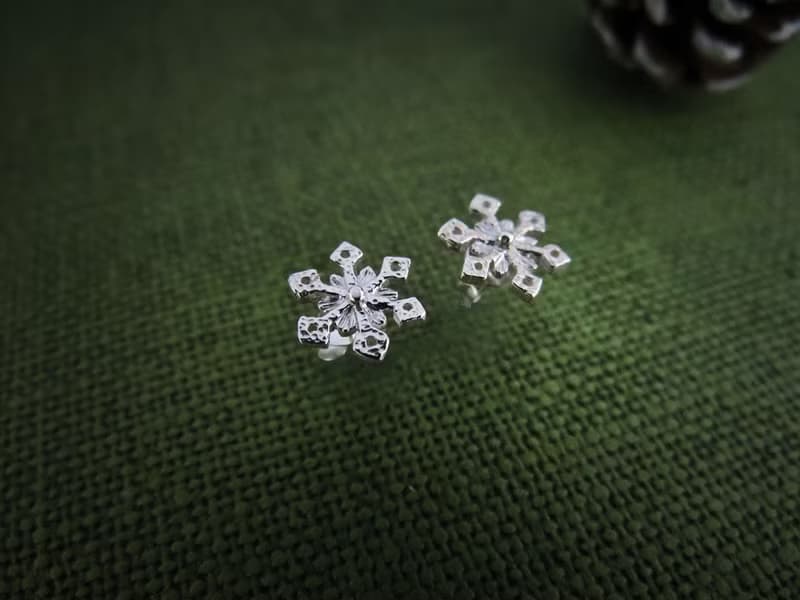 聖誕小雪花 | 純銀耳環 可改夾式 手作銀飾 簡約 聖誕禮物