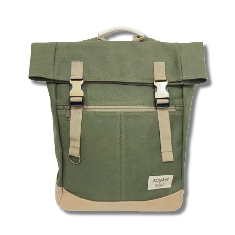 【不平帆】復古雙釦後背包/帆布-軍綠(MIT台灣製造)