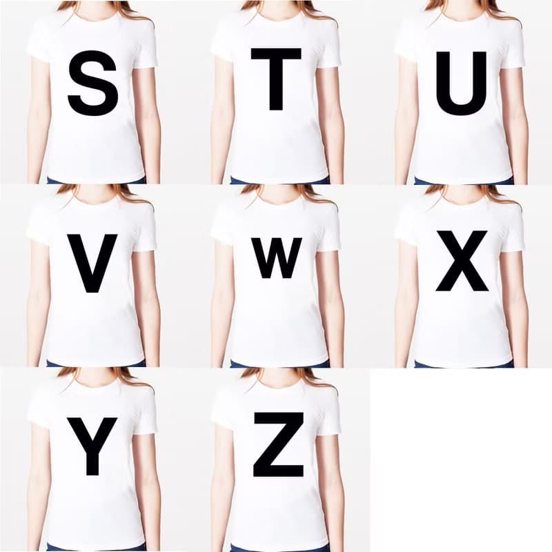 Big S T U V W X Y Z 女生短袖T恤-白色 英文字母 設計 文字 時尚