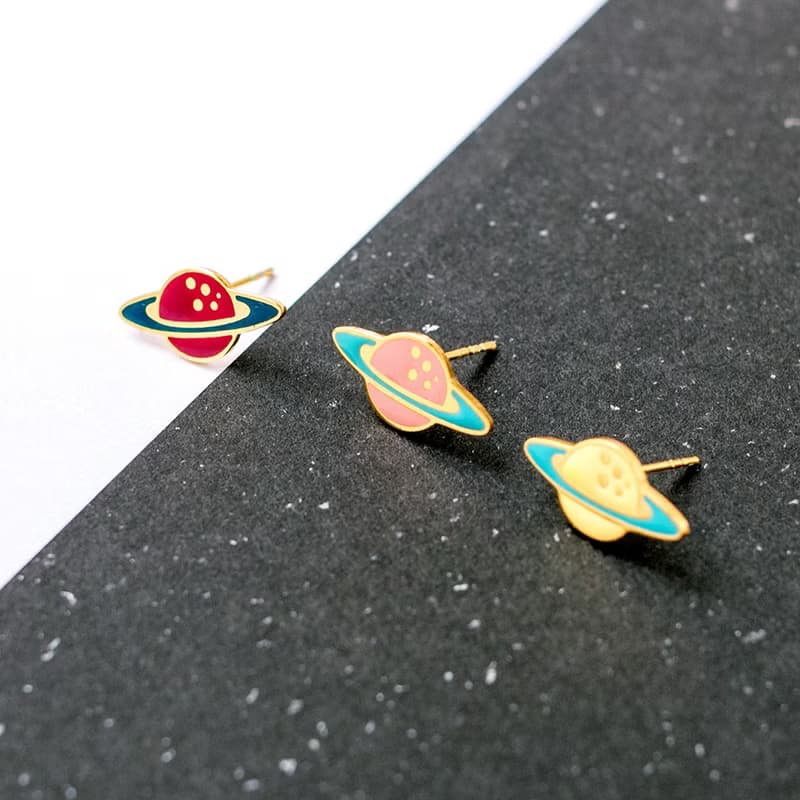 女孩星球 手作耳環 星球 耳夾 生日禮物