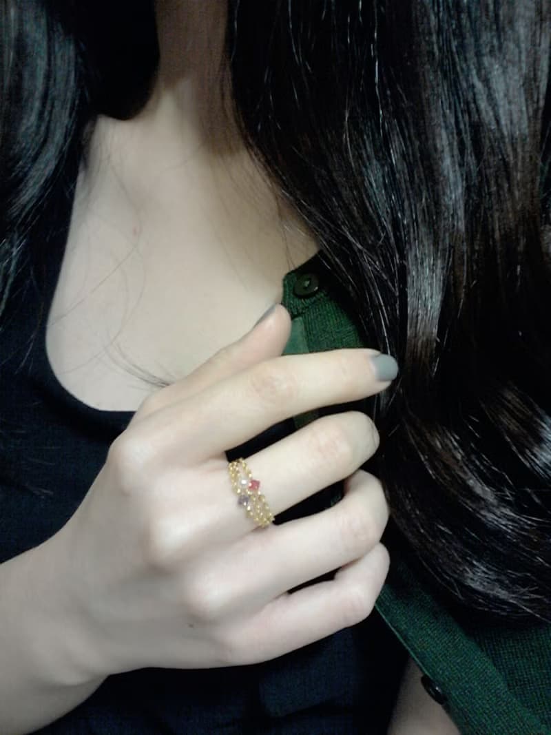 小水晶 鍊戒 (古典洋紅)