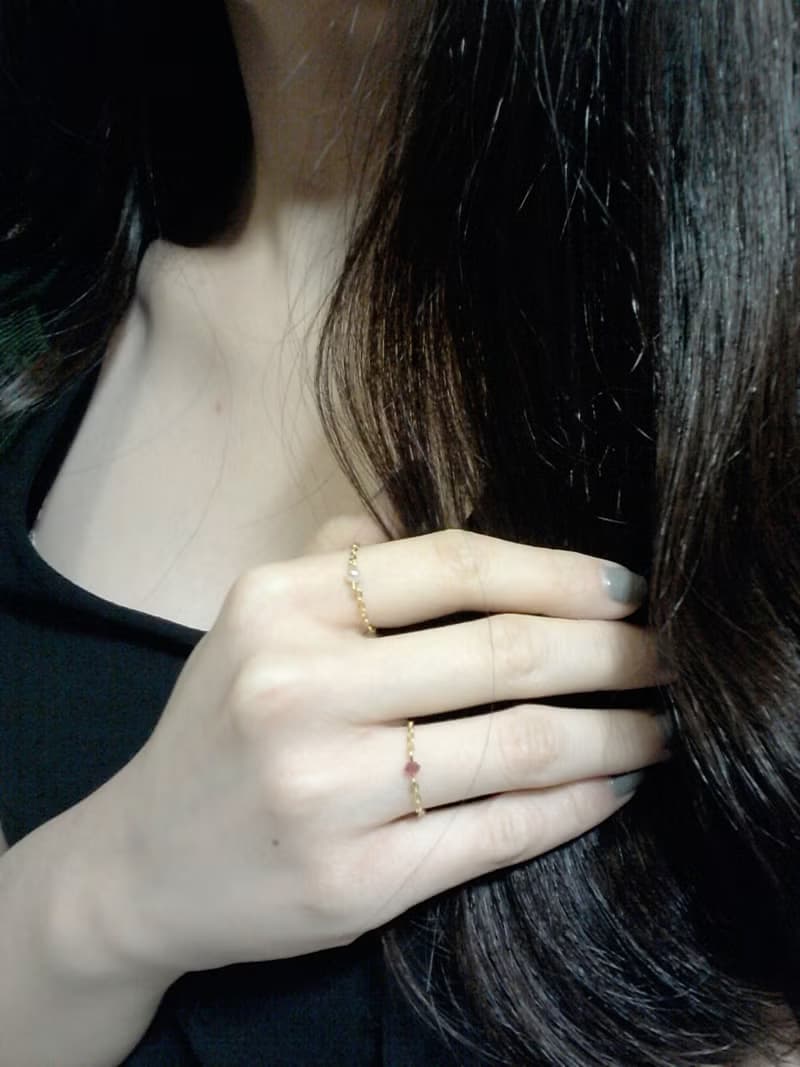 小水晶 鍊戒 (古典洋紅)
