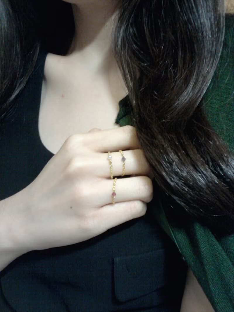 小水晶 鍊戒 (古典洋紅)