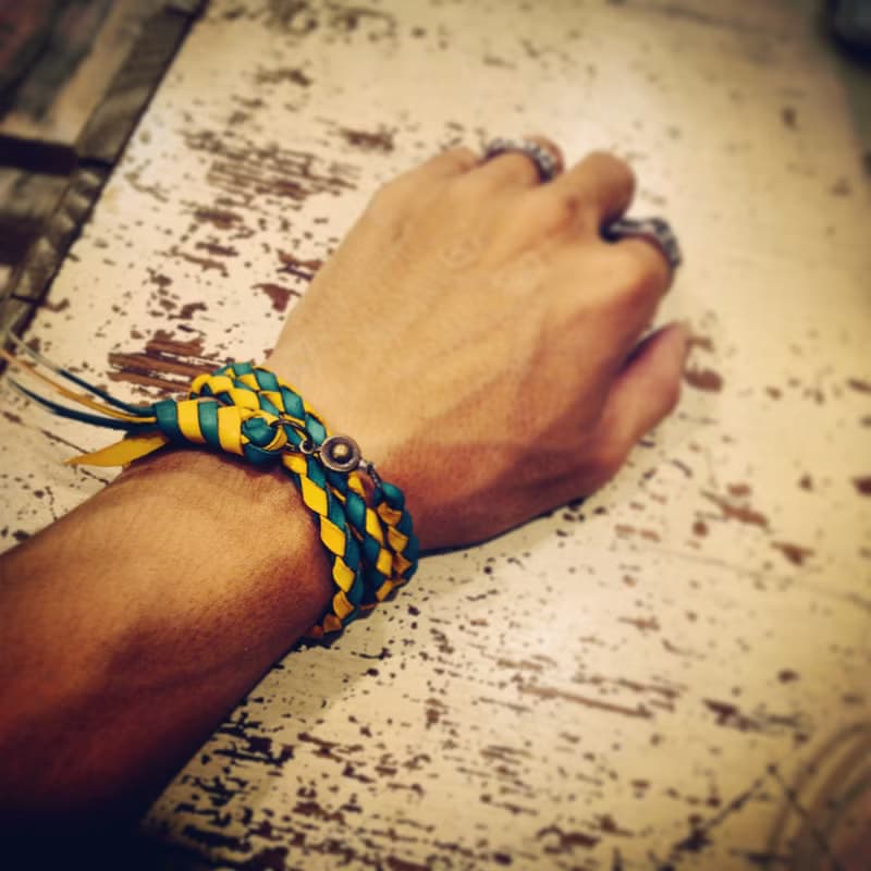 純手工編織手工染色皮革手鍊 三圈 (免費印字，繡字