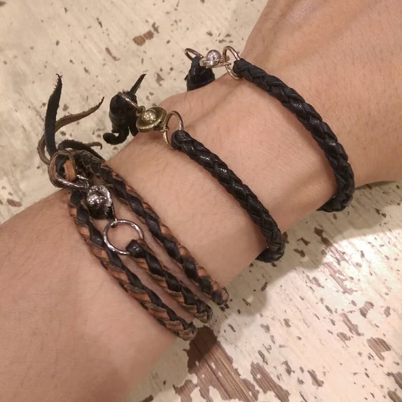 純手工編織手工染色皮革手鍊 三圈 (免費印字，繡字