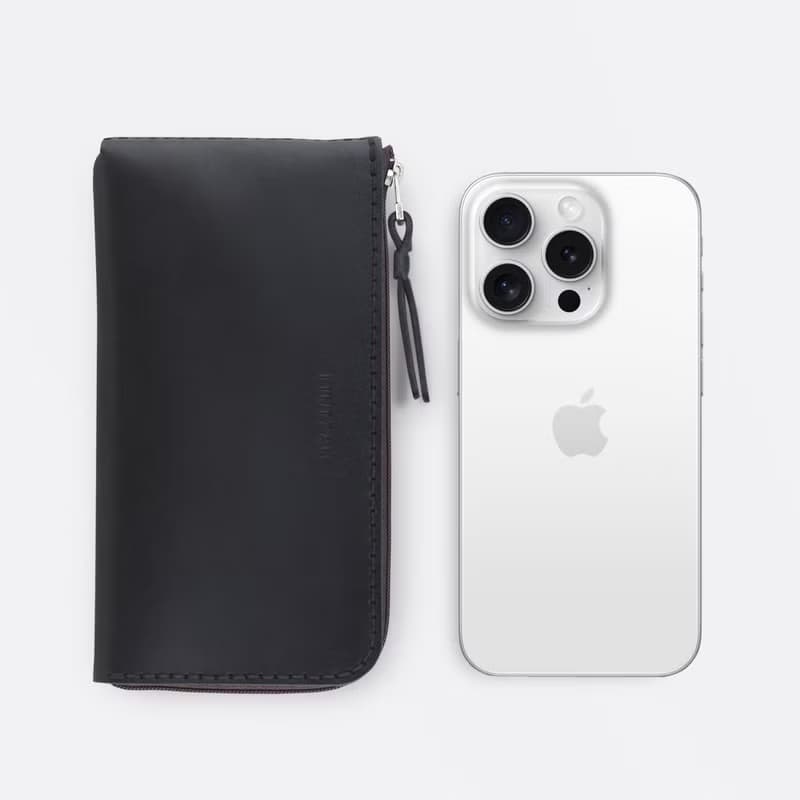 iPhone 拉鏈手機皮套 / 錢包 -- 石黑色