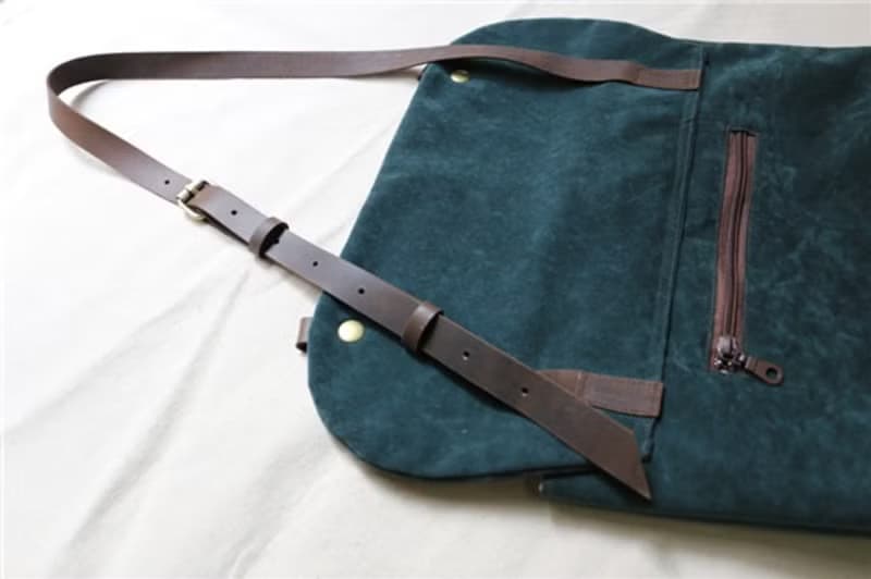 *Mingen Handiwork*原創手工祖母綠復古休閒牛皮肩帶肩女包挎包