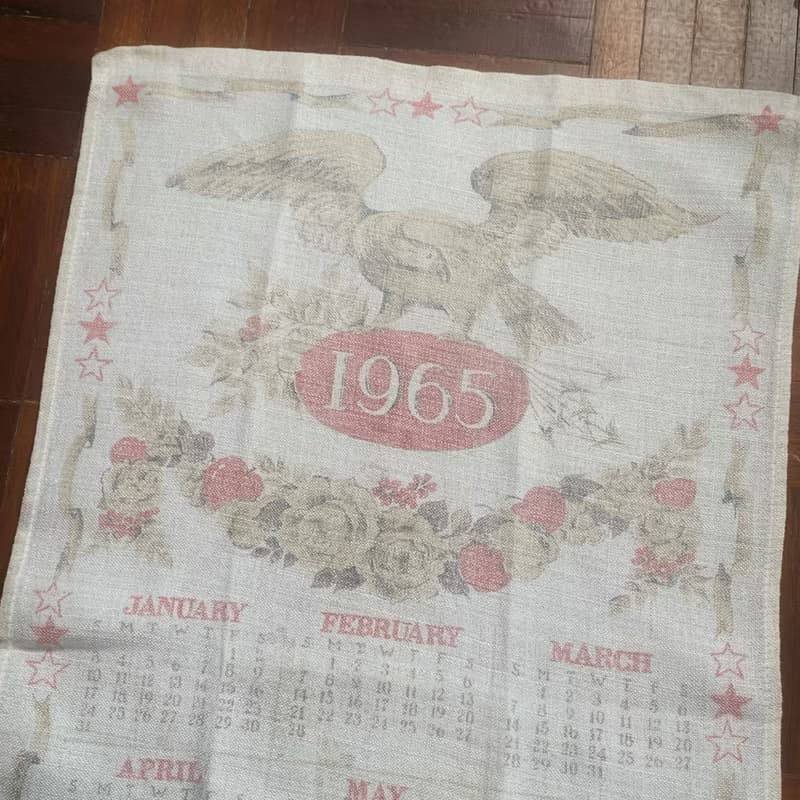 1965 美國早期布面月曆 bird