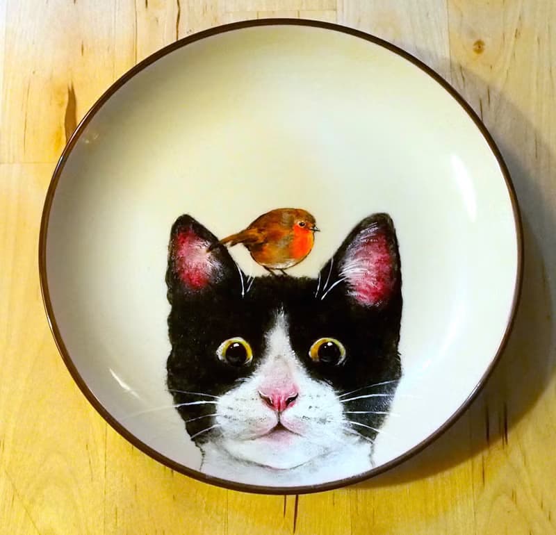 壁掛裝飾盤 / 點心盤系列－喵喵與胖胖鳥