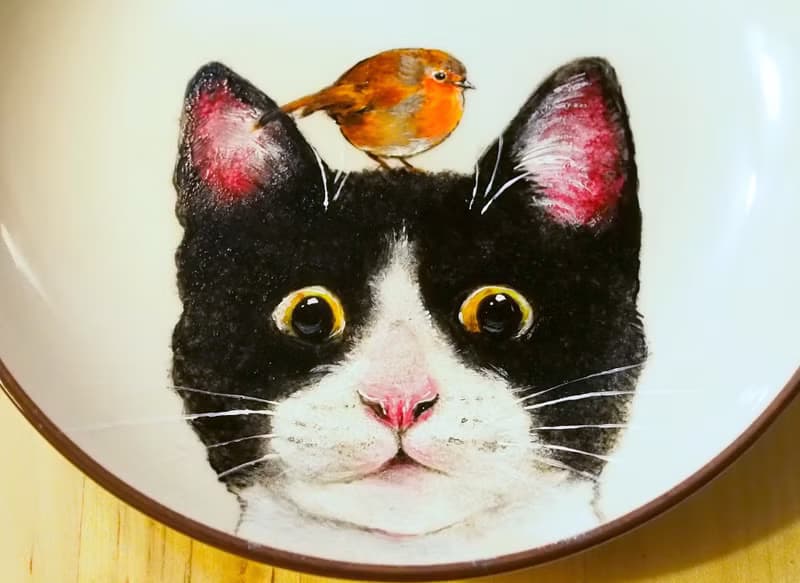 壁掛裝飾盤 / 點心盤系列－喵喵與胖胖鳥