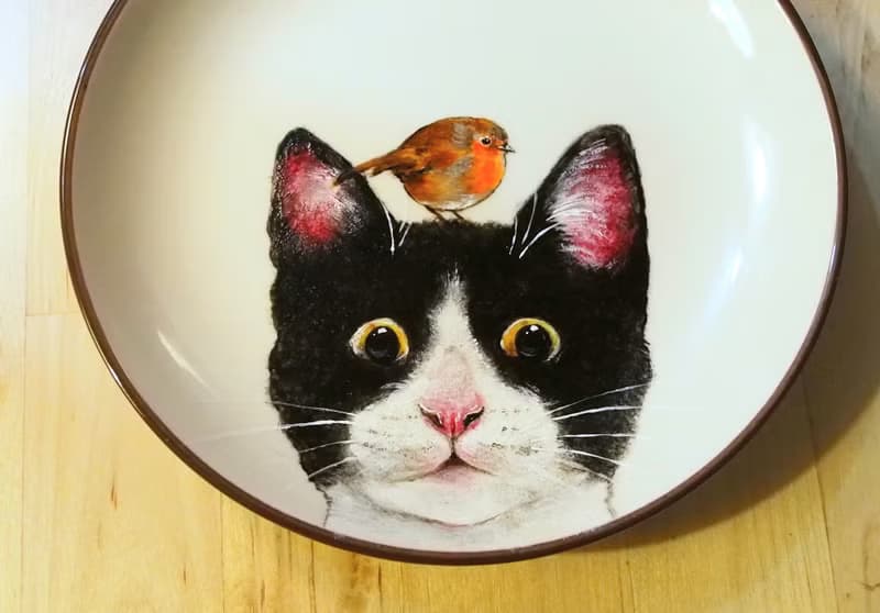 壁掛裝飾盤 / 點心盤系列－喵喵與胖胖鳥