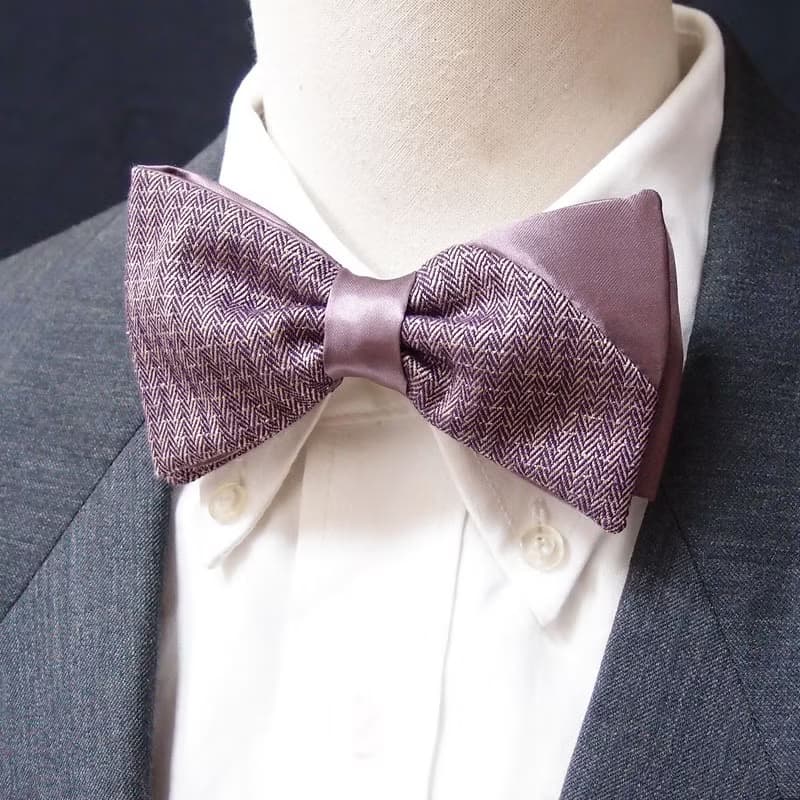 丁香紫色雙面 氣質剪裁 領結 bowtie - 雙面可用*情人節*新年*