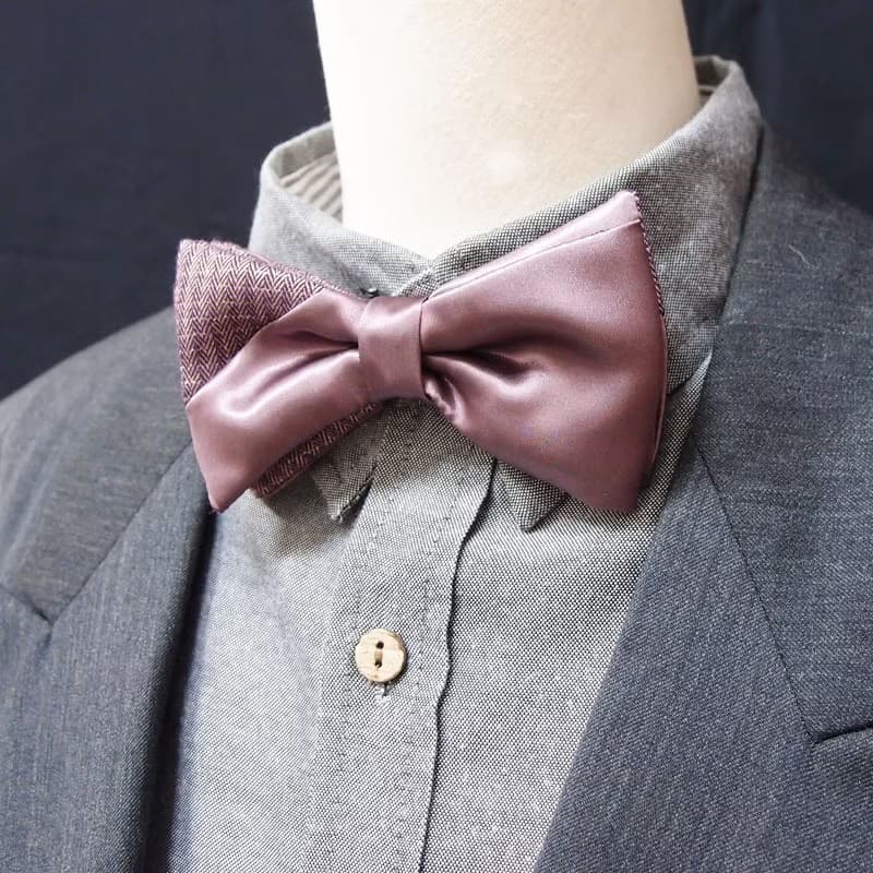 丁香紫色雙面 氣質剪裁 領結 bowtie - 雙面可用*情人節*新年*