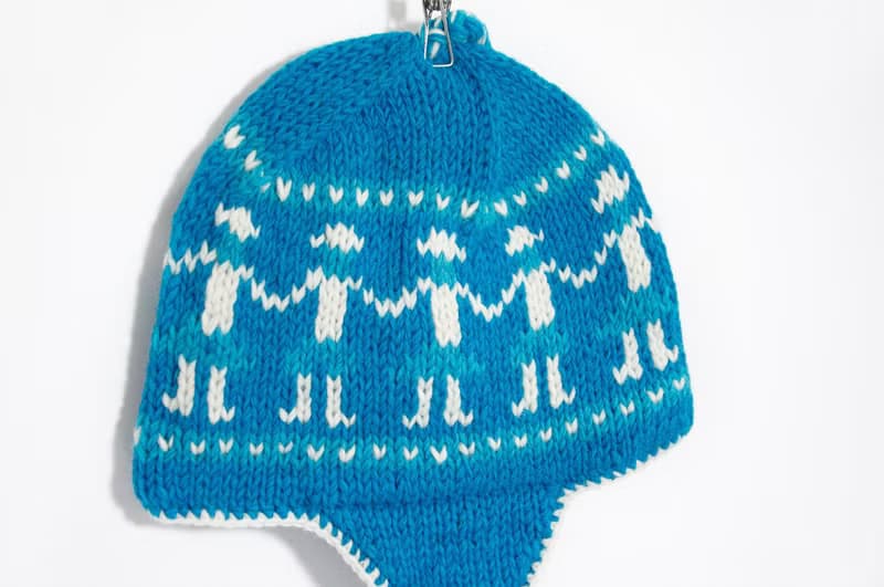 情人節禮物  手工編織純羊毛帽 / 手工內刷毛毛帽 / 針織毛帽 / 飛行毛帽 - 手牽手轉圈圈