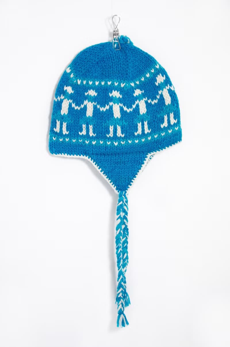 情人節禮物  手工編織純羊毛帽 / 手工內刷毛毛帽 / 針織毛帽 / 飛行毛帽 - 手牽手轉圈圈