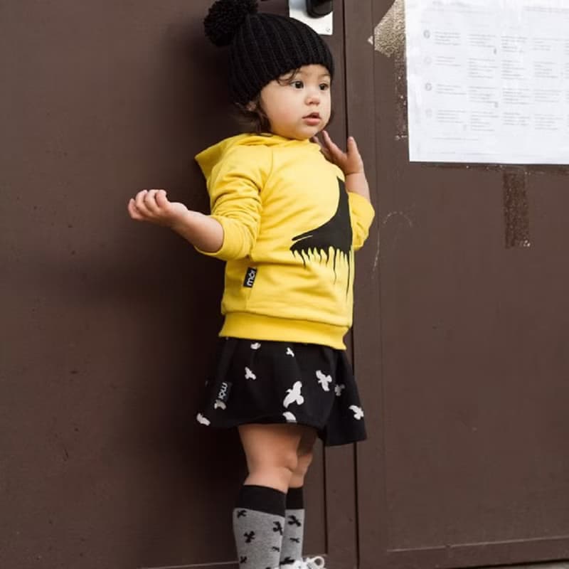 Moi Kids 冰島有機棉童裝女童圓裙 3歲至8歲黑