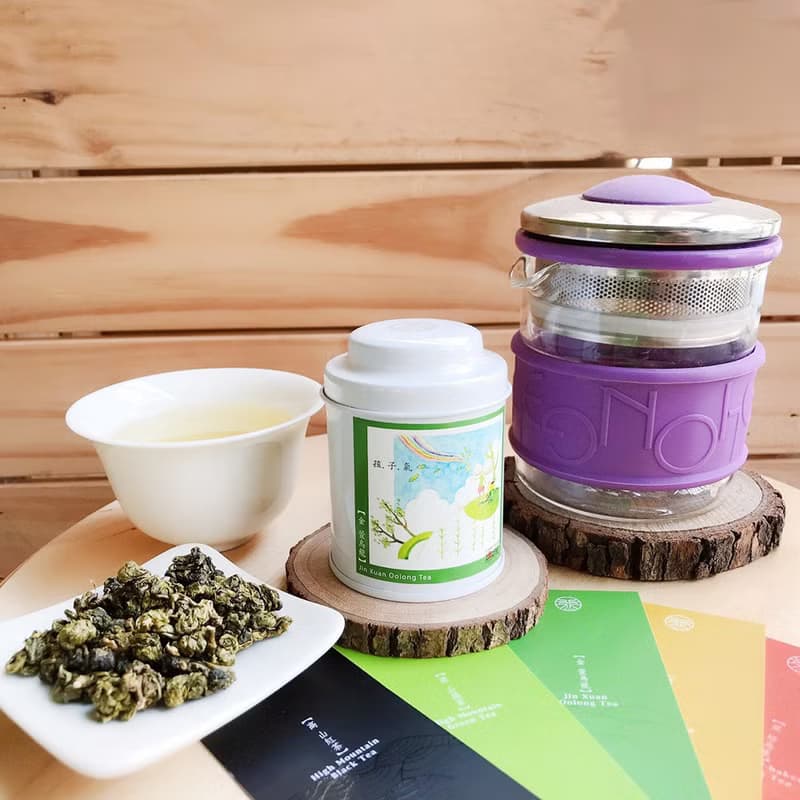 【無藏茗茶X台灣宜龍】簡單泡茶組_200ml紫色濾泡壺+18g金萱烏龍