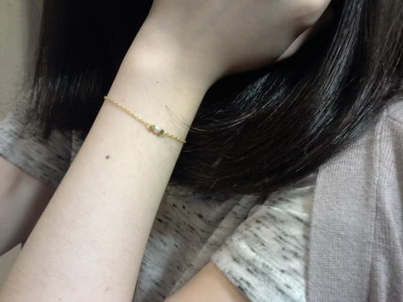 菱角 方塊 珍珠 黃銅 細手鍊