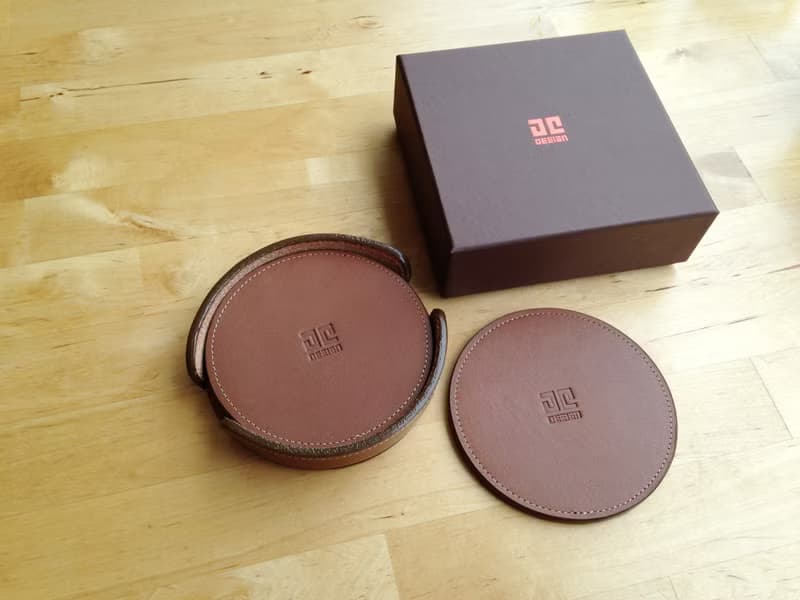 台灣手工牛皮禮品-杯墊禮盒