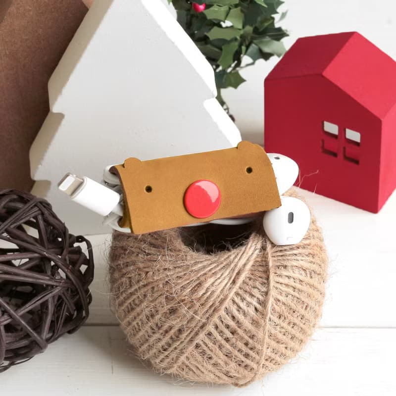 聖誕禮物/聖誕節交換禮物 Xmas Loopy 真皮革手工集線器 麋鹿x2