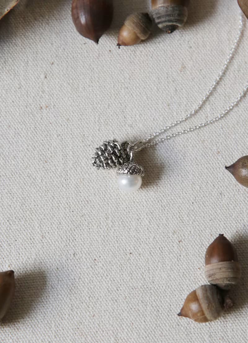 生命的愛 松果 橡實 純銀項鍊