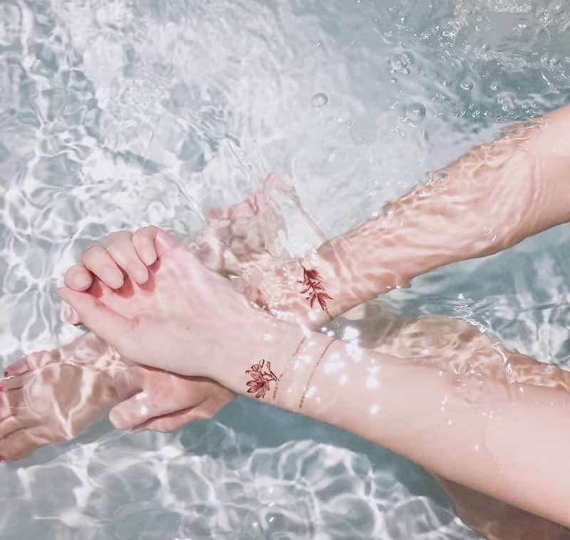 勃根地花園 手鍊-2入紋身貼紙 原創手繪設計