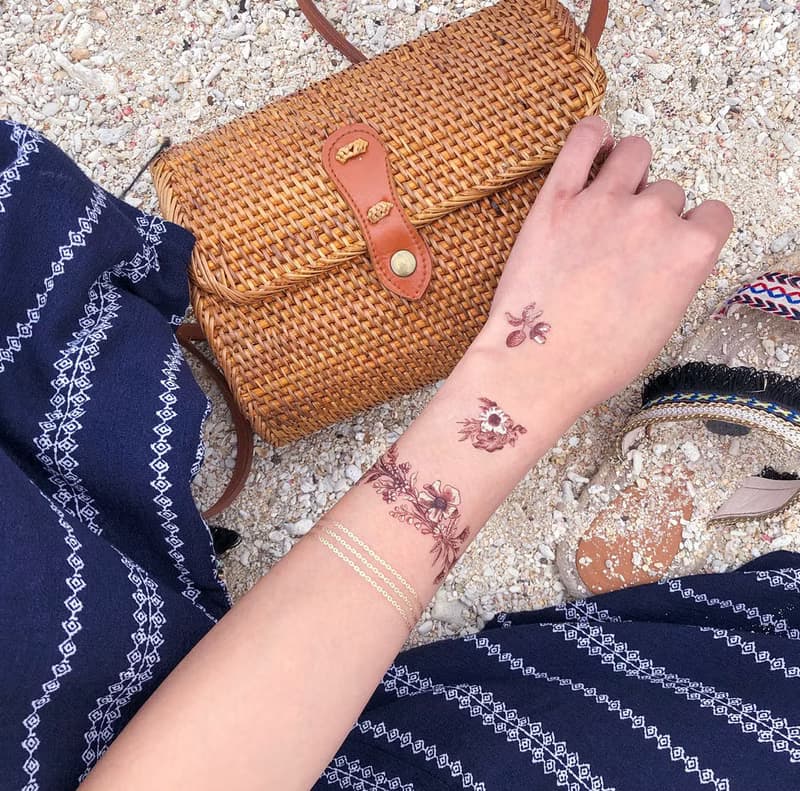 勃根地花園 手鍊-2入紋身貼紙 原創手繪設計