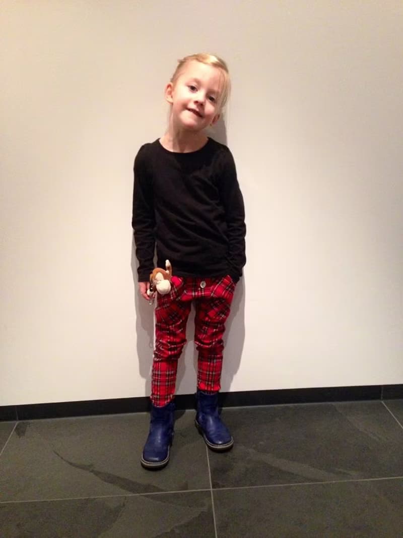 北歐童裝瑞典有機棉格紋長褲6M至3歲 紅