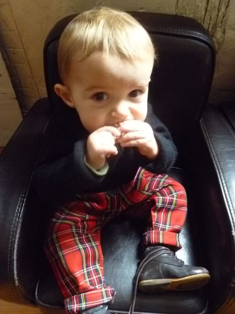 北歐童裝瑞典有機棉格紋長褲6M至3歲 紅