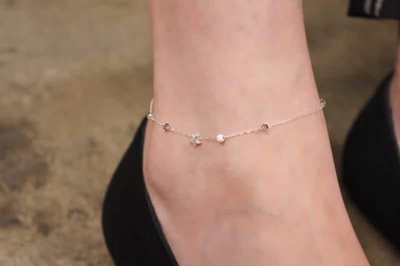 *hippie* Mini Star│迷你星 小巧雅緻磨砂銀珠水晶純銀腳鏈/手鍊