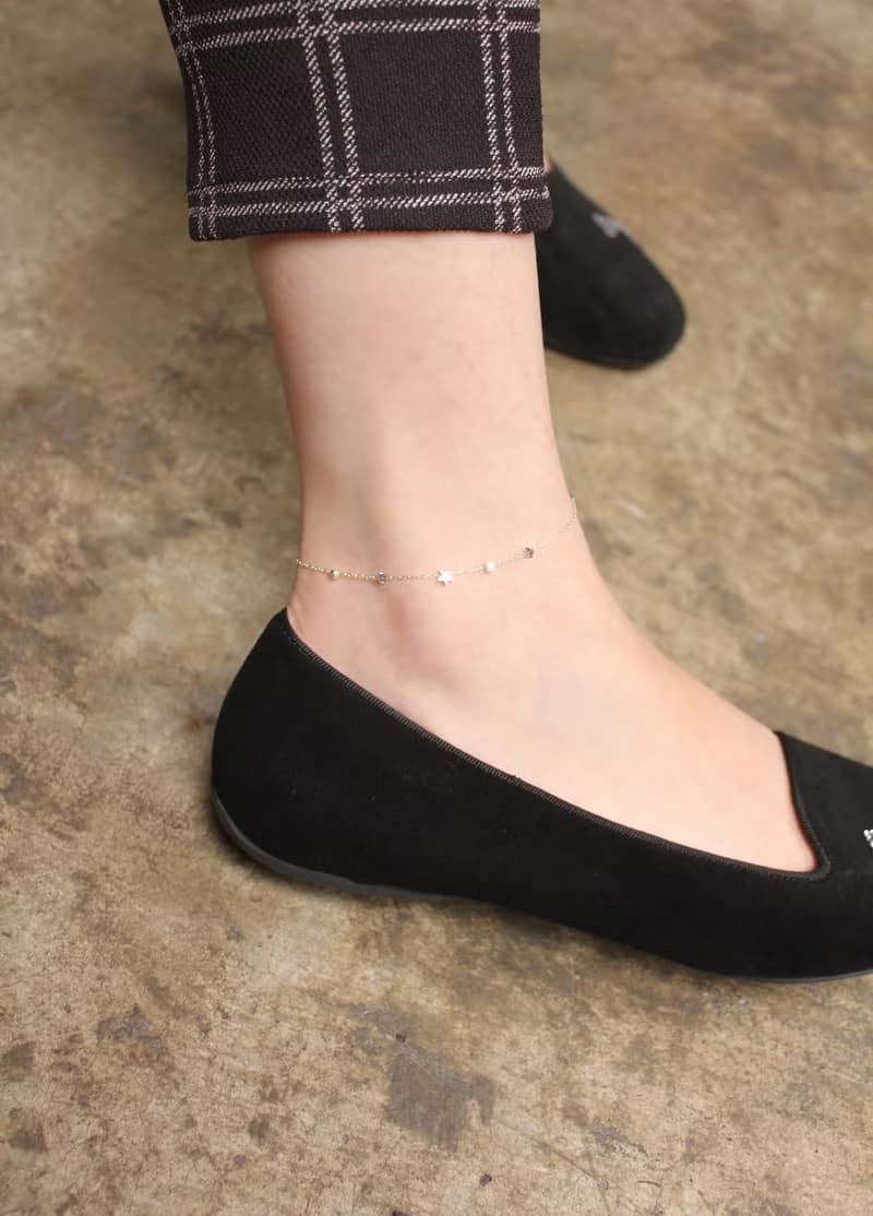 *hippie* Mini Star│迷你星 小巧雅緻磨砂銀珠水晶純銀腳鏈/手鍊