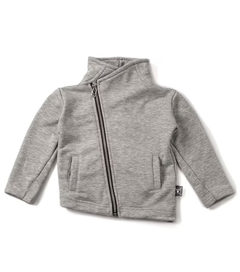 2015秋冬潮牌NUNUNU 斜邊造型外套/french terry biker jacket