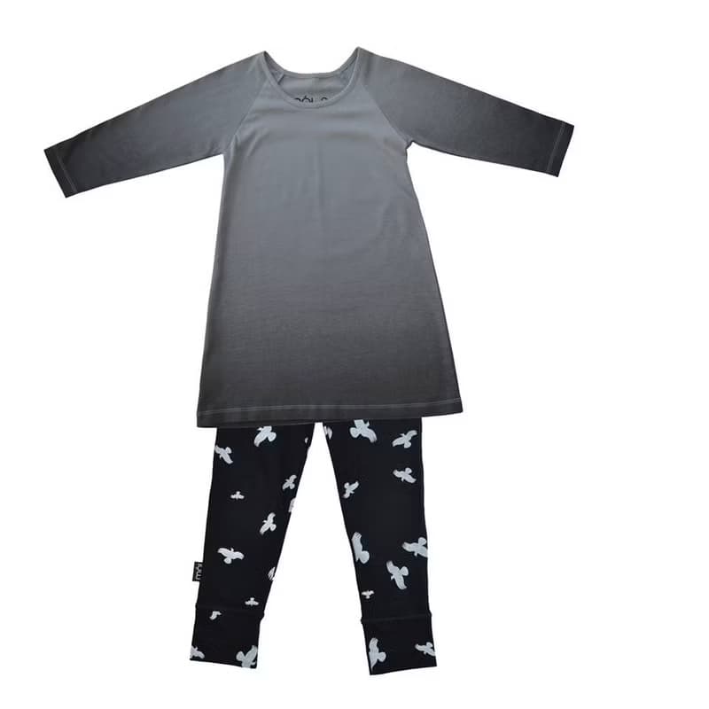 【北歐童裝】瑞典有機棉女孩洋裝3歲至6歲 漸層灰