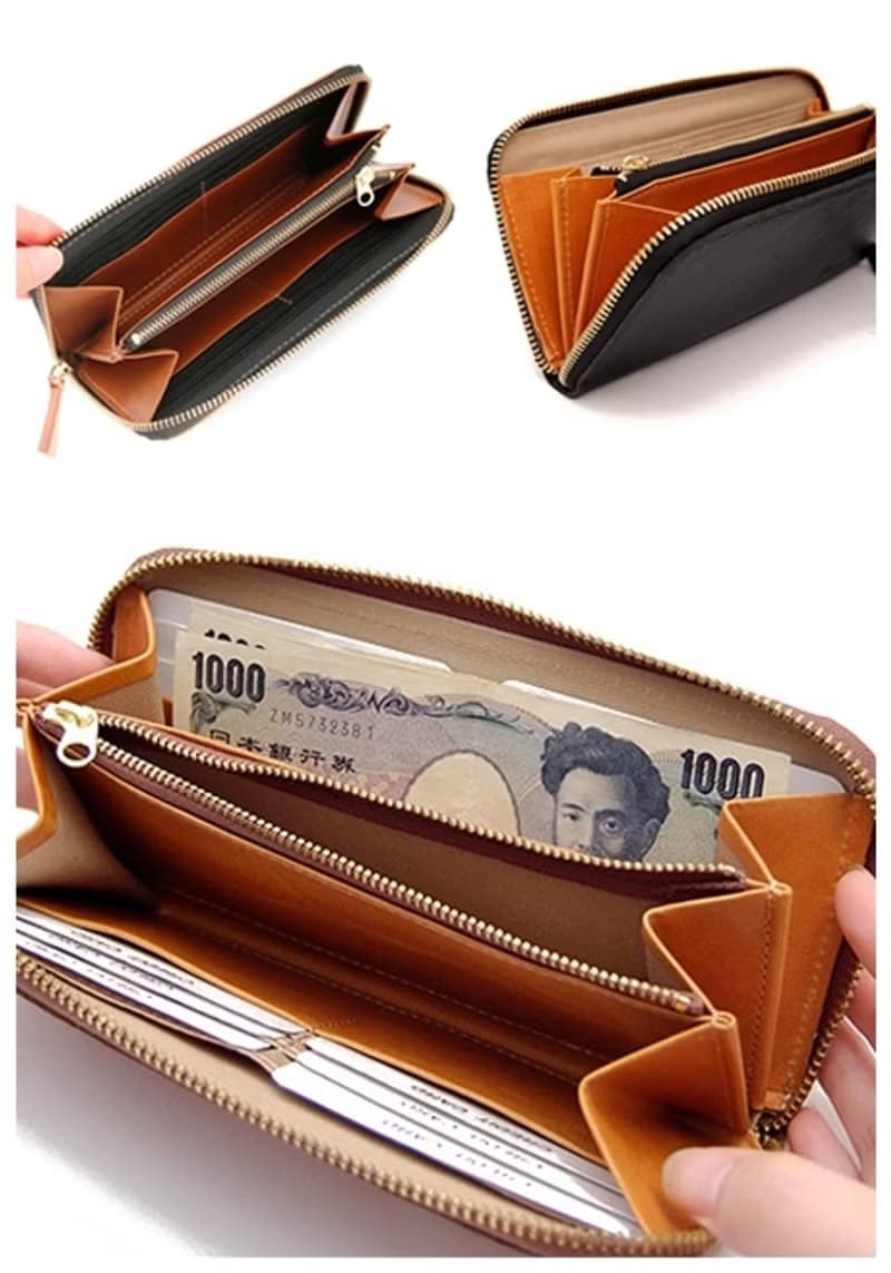 日本製牛皮手工拉鍊長皮夾 Made in Japan by CLEDRAN