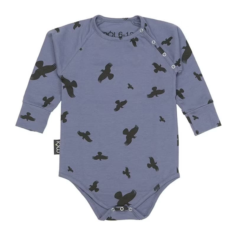 Moi Kids 冰島有機棉童裝包屁衣 6M至18M墨藍