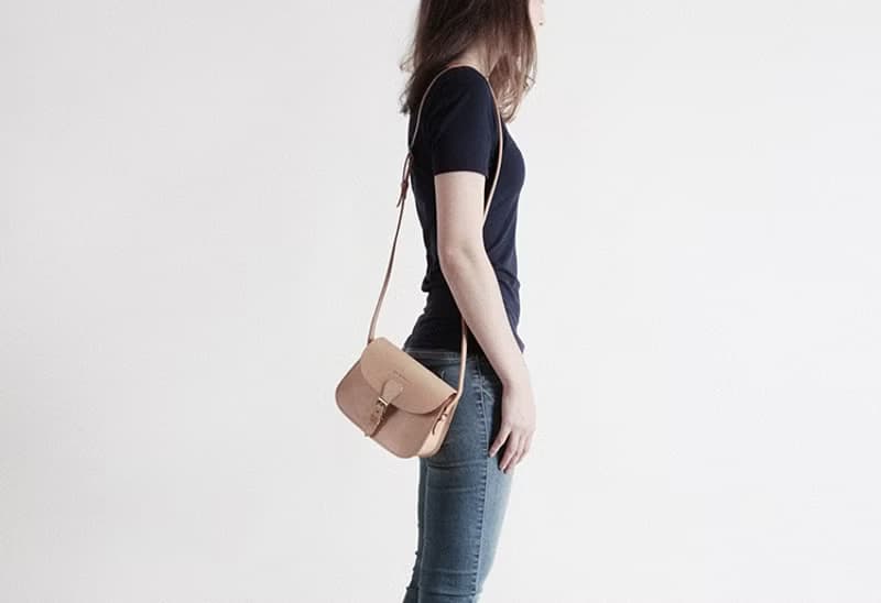 leather-shop  手工植鞣女包原色小包单肩马鞍包女复古包包斜挎包