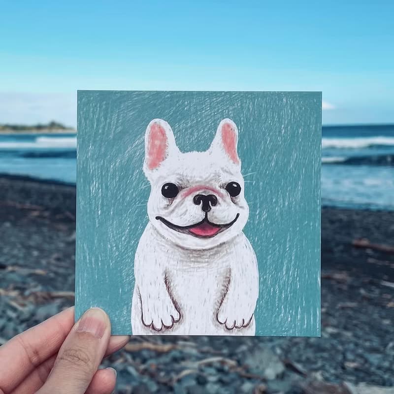動物好朋友 | 小壯壯法鬥犬小狗生日卡片祝福明信片Postcard
