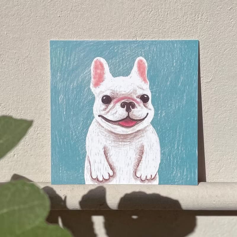 動物好朋友 | 小壯壯法鬥犬小狗生日卡片祝福明信片Postcard