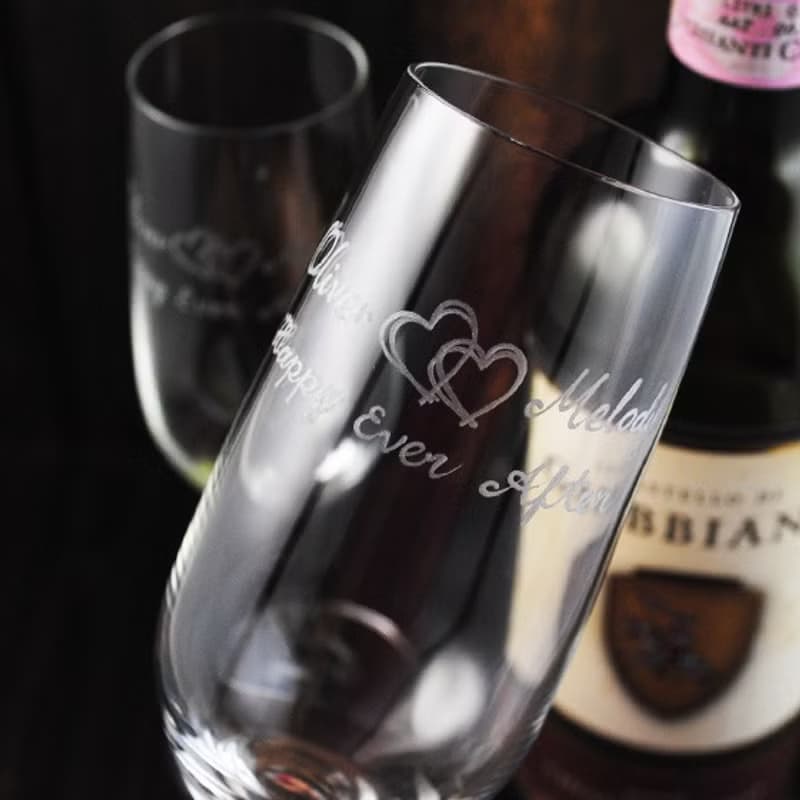 (一對價)185cc【雙愛心結婚禮物】婚禮香檳對杯
