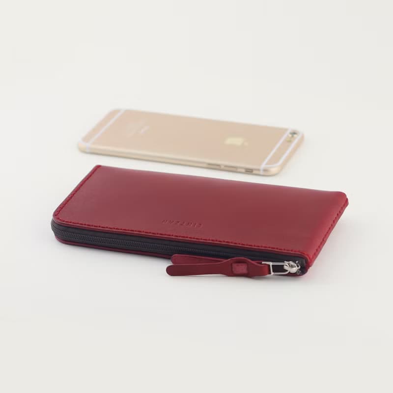 iPhone 拉鏈手機皮套-- 酒紅色