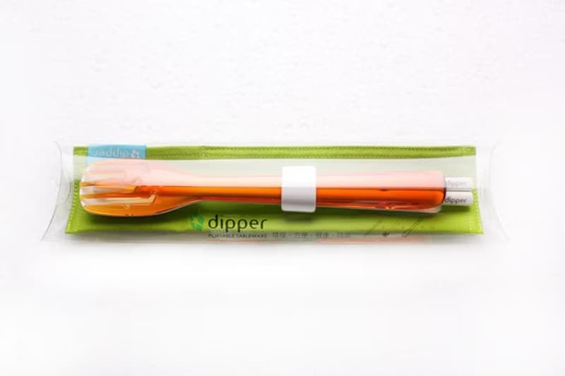 dipper 3合1SPS環保餐具組-甜戀橘叉