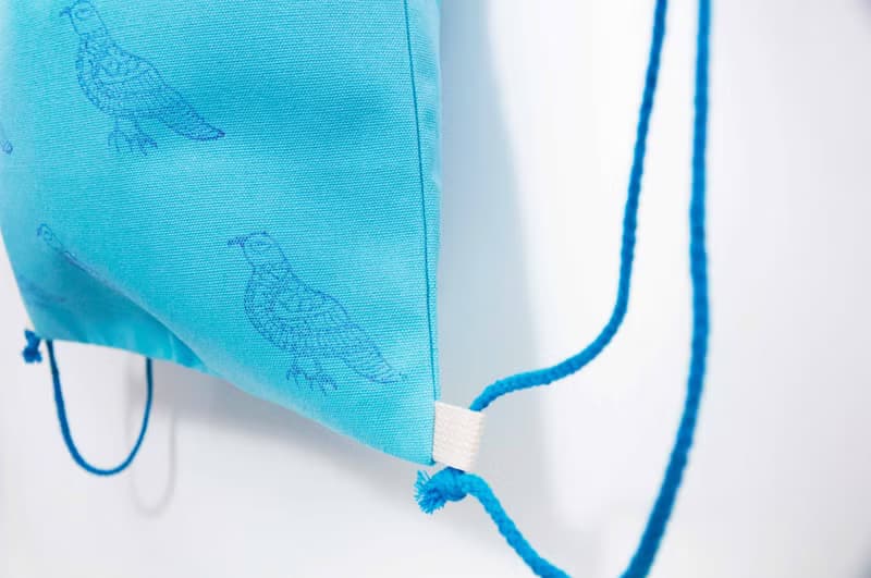 七夕禮物 手感印花束口後背包 / 肩背包 / 輕便包- 幸福的青鳥 ( 水藍 )