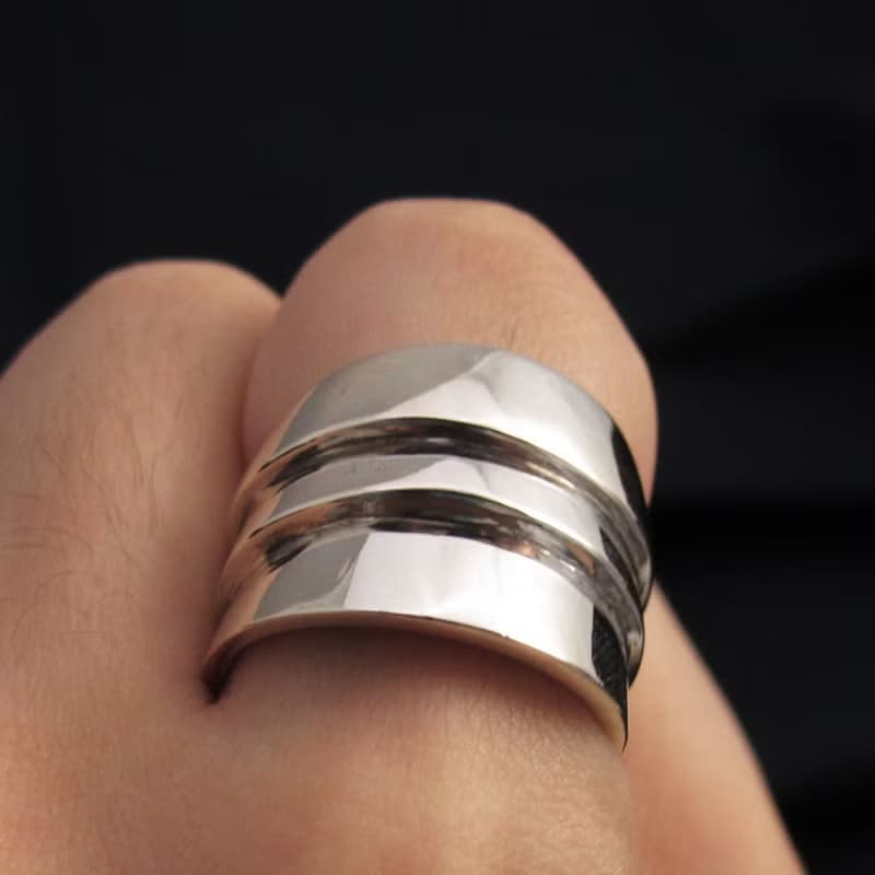 手工造型戒 W-Ring 925純銀戒指 男生戒指