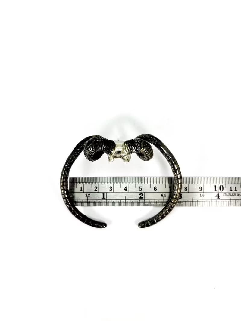 Ram Goat Skull Bangle Bracelet in White Bronze, Available in 4 Colourways.
