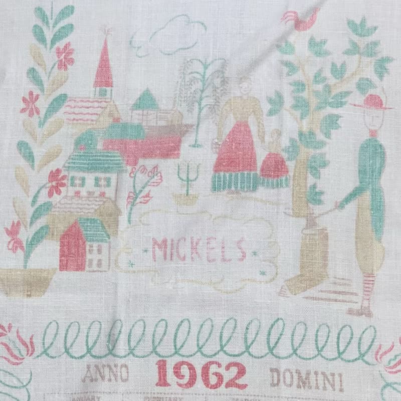 1962 美國早期布面月曆 mickels