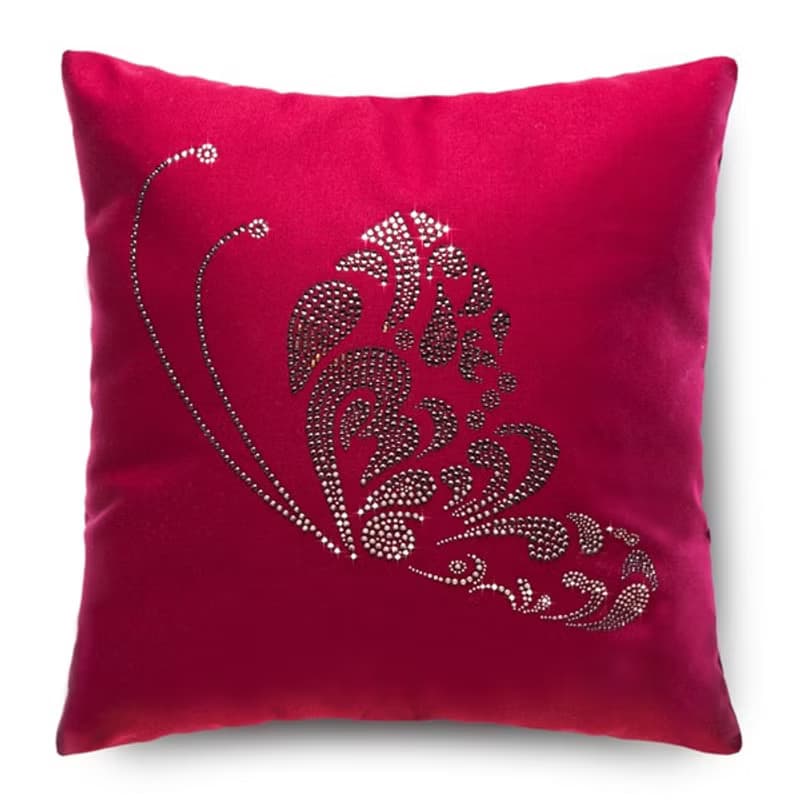 【GFSD】水鑽精品-浪漫系列抱枕-花蝶-典雅紅